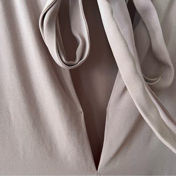 Theory Kimry Sheen Blush Pink Silk Tie-Neck Blouse - Picture 5 of 6